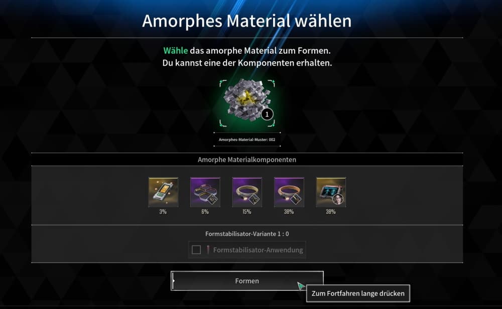 Amorphes Material öffnen